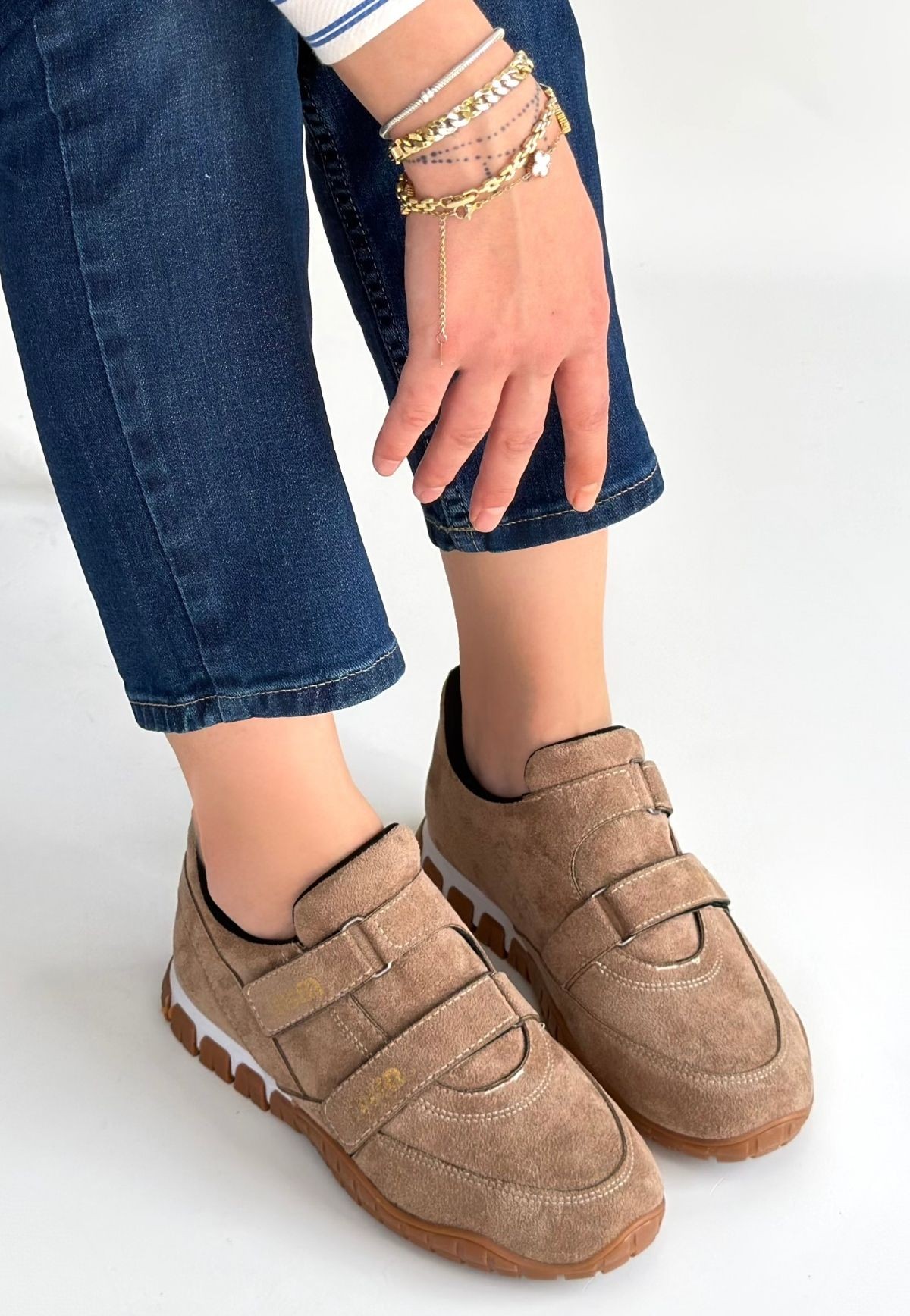 Tunga Bej Süet Cırt Cırtlı Spor Ayakkabı - Lisinya