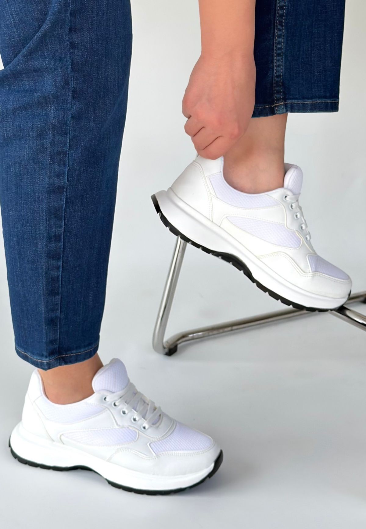 Slar Beyaz Cilt Spor Ayakkabı - Lisinya