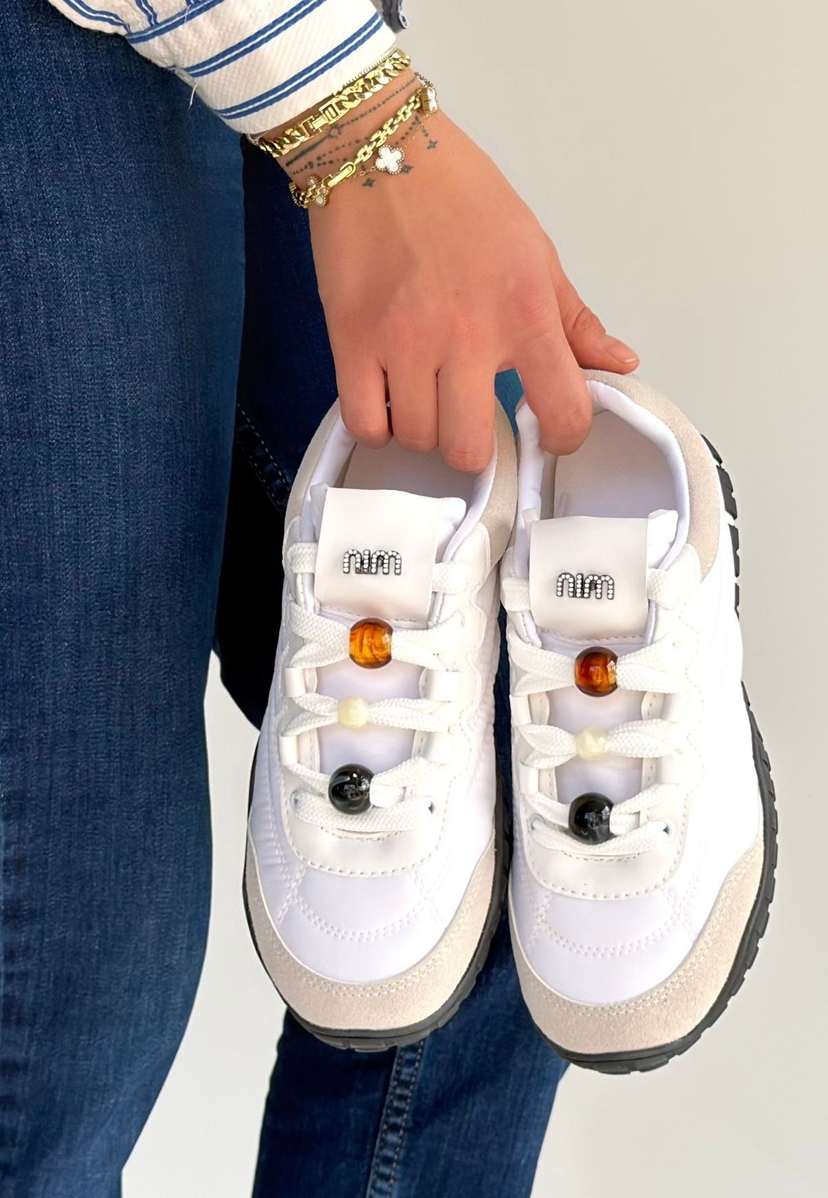 Tues Beyaz Nubuk Bağcıklı Spor Ayakkabı - Lisinya