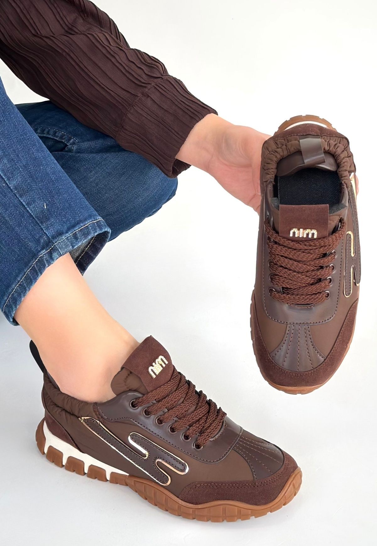 Huer Kahverengi Nubuk Bağcıklı Spor Ayakkabı - Lisinya