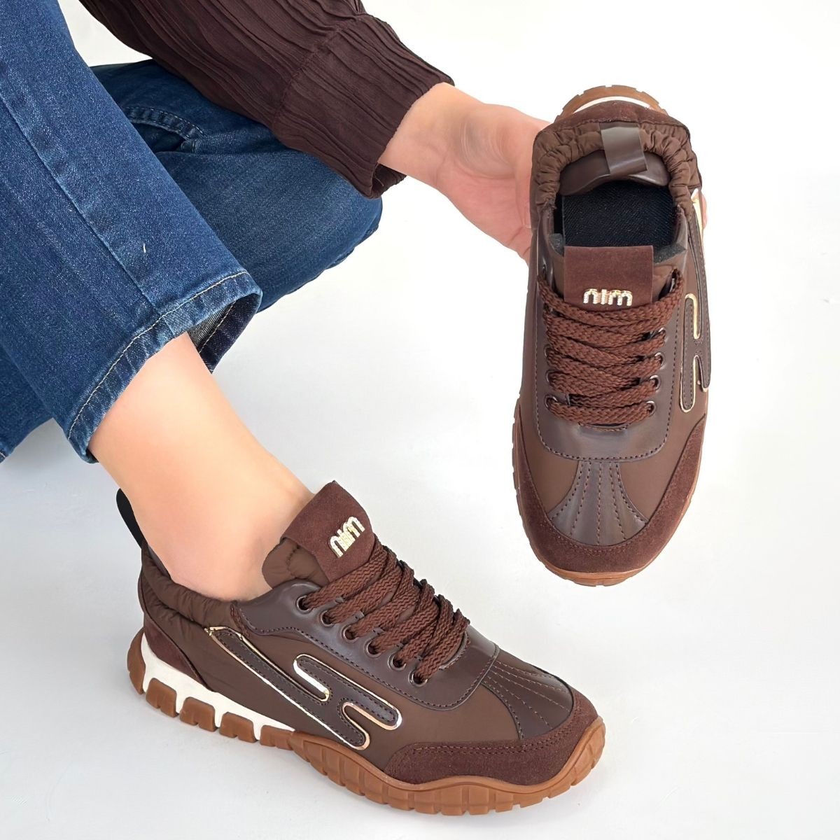 Huer Kahverengi Nubuk Bağcıklı Spor Ayakkabı - Lisinya