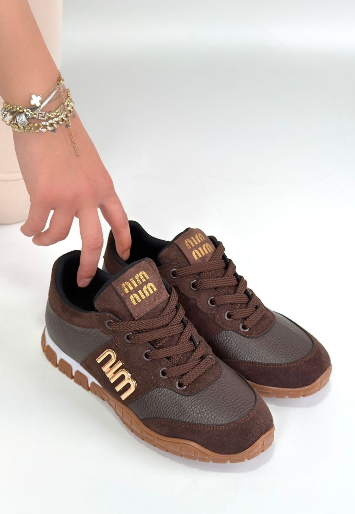 Marje Kahverengi Cilt Bağcıklı Spor Ayakkabı - Lisinya