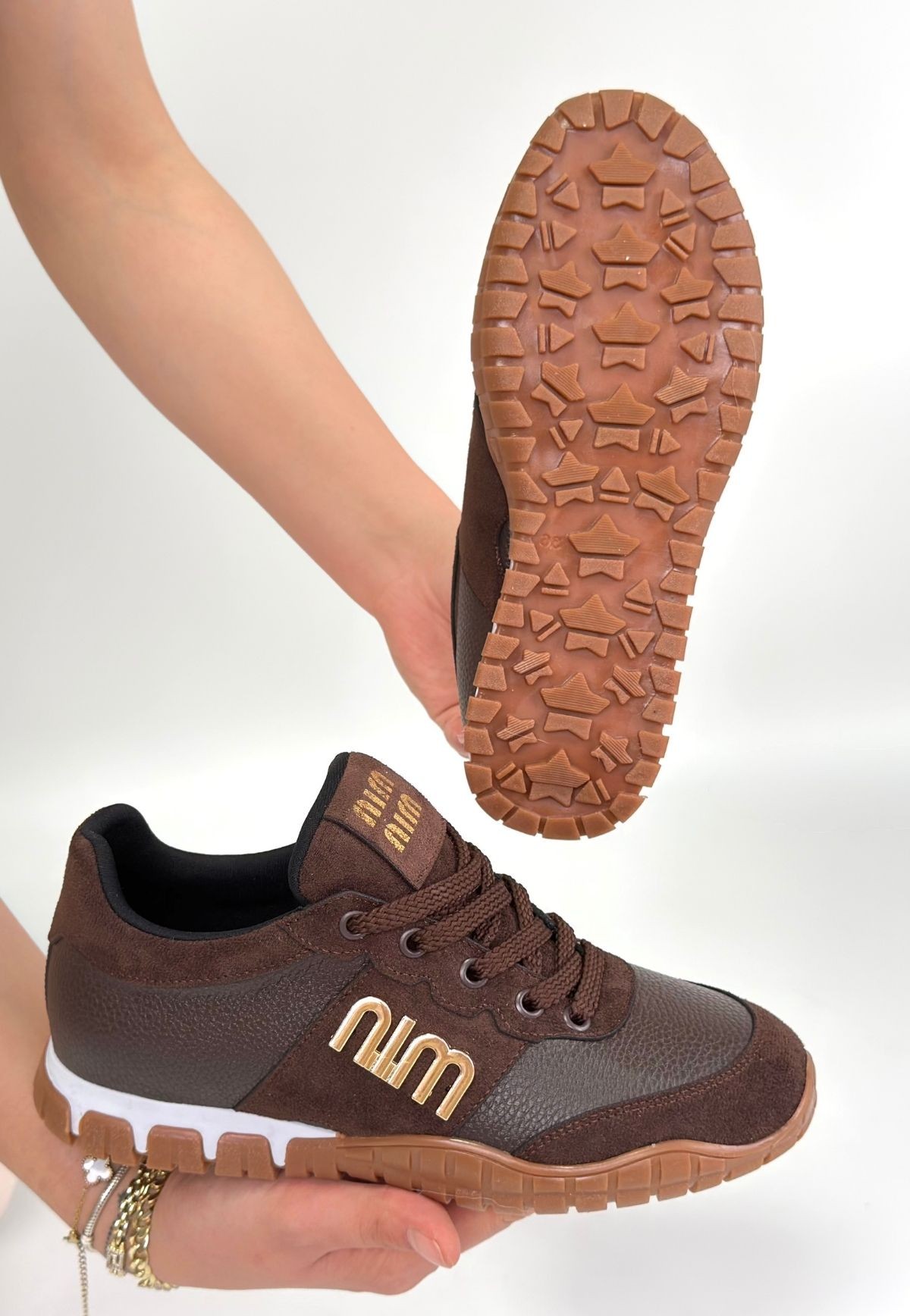 Marje Kahverengi Cilt Bağcıklı Spor Ayakkabı - Lisinya