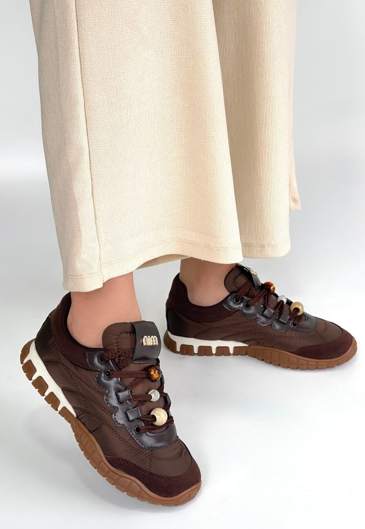 Tues Kahverengi Nubuk Bağcıklı Spor Ayakkabı - Lisinya