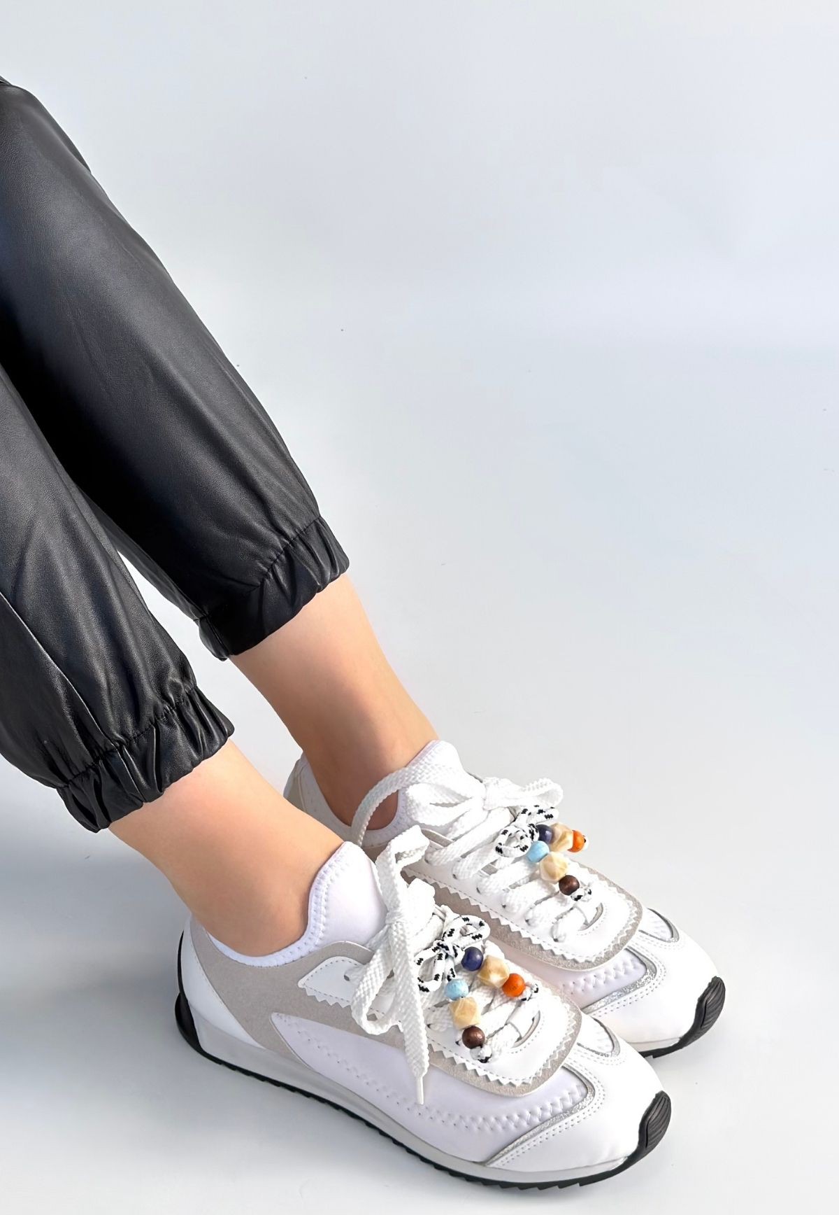 Riaf Beyaz Cilt Bağcıklı Spor Ayakkabı - Lisinya