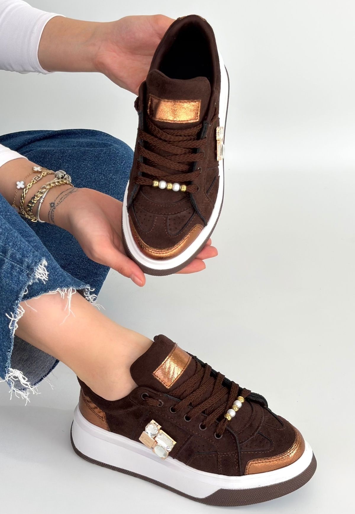 Ceans Kahverengi Süet Bağcıklı Spor Ayakkabı - Lisinya