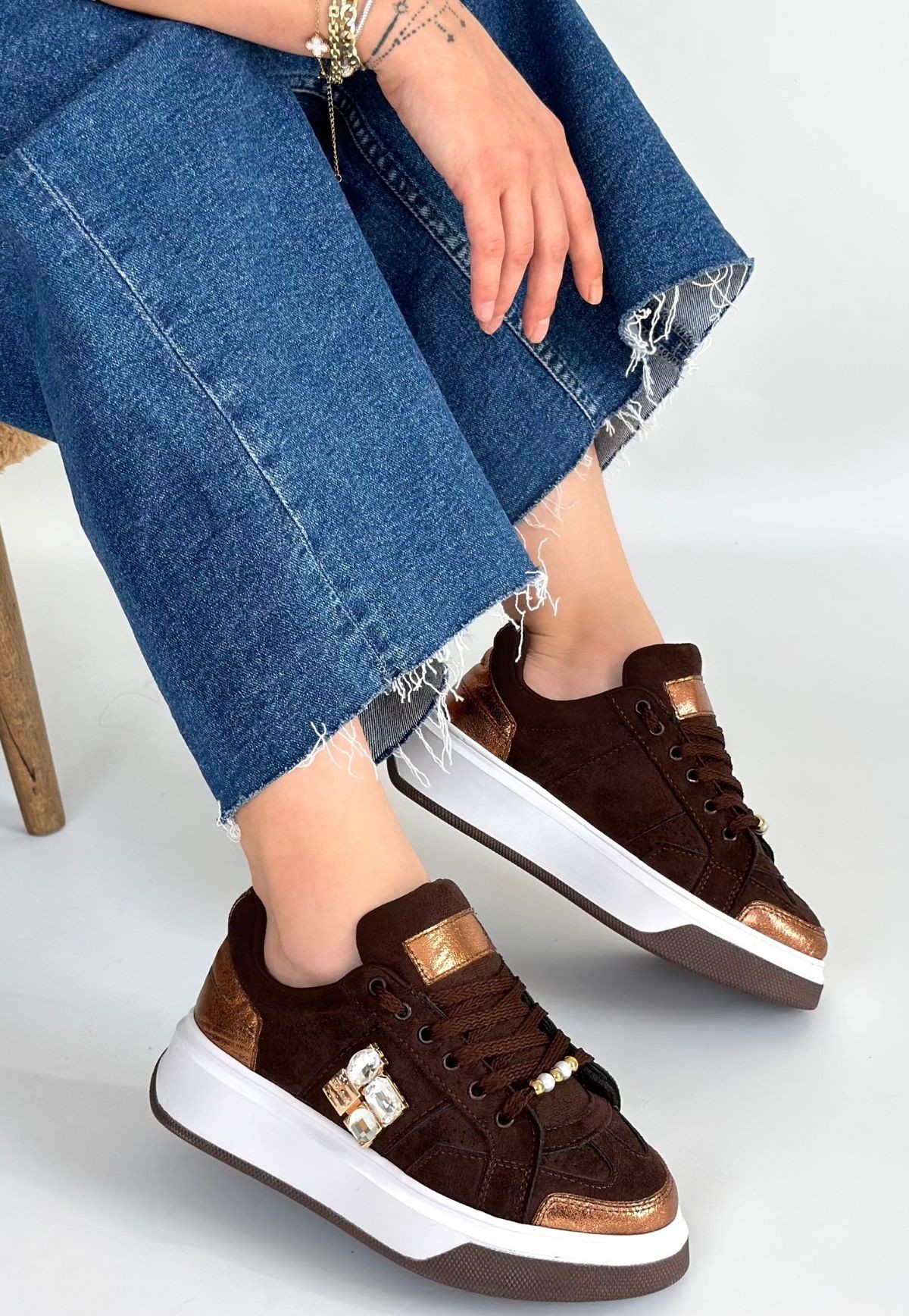 Ceans Kahverengi Süet Bağcıklı Spor Ayakkabı - Lisinya