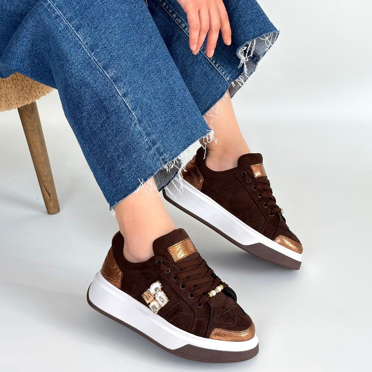 Ceans Kahverengi Süet Bağcıklı Spor Ayakkabı - Lisinya