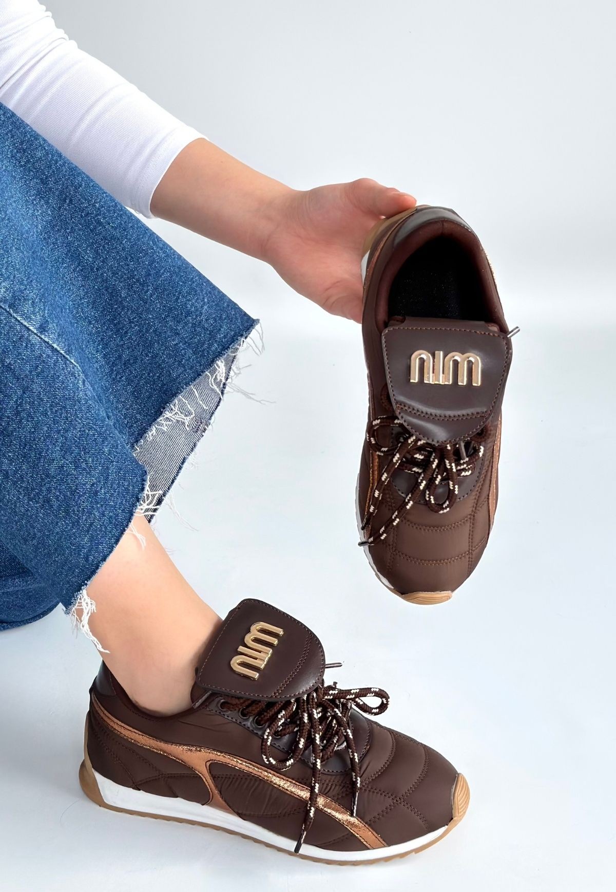 Dissa Kahverengi Cilt Bağcıklı Paraşüt Detaylı Spor Ayakkabı - Lisinya