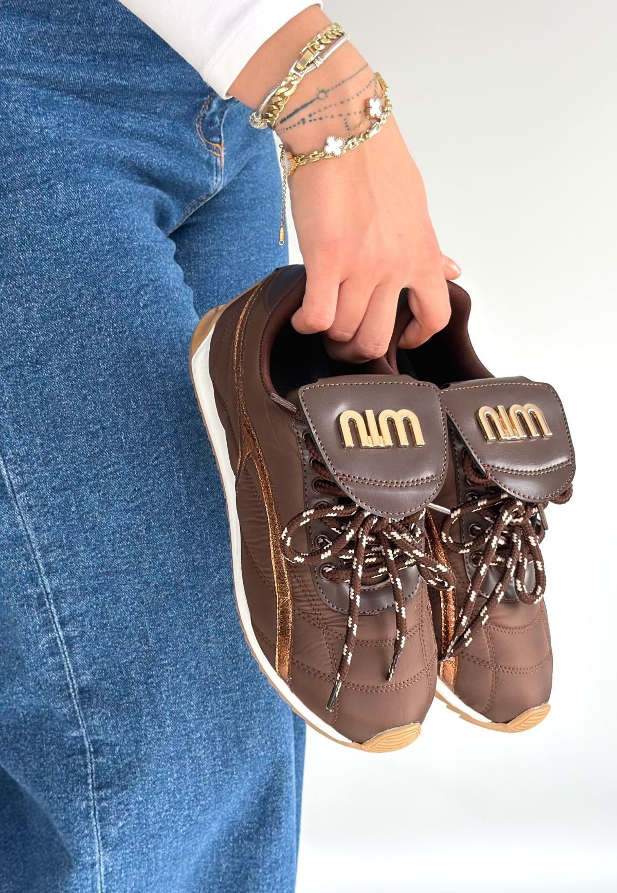 Dissa Kahverengi Cilt Bağcıklı Paraşüt Detaylı Spor Ayakkabı - Lisinya Dissa Kahverengi Cilt Bağcıklı Paraşüt Detaylı Spor Ayakkabı - Lisinya