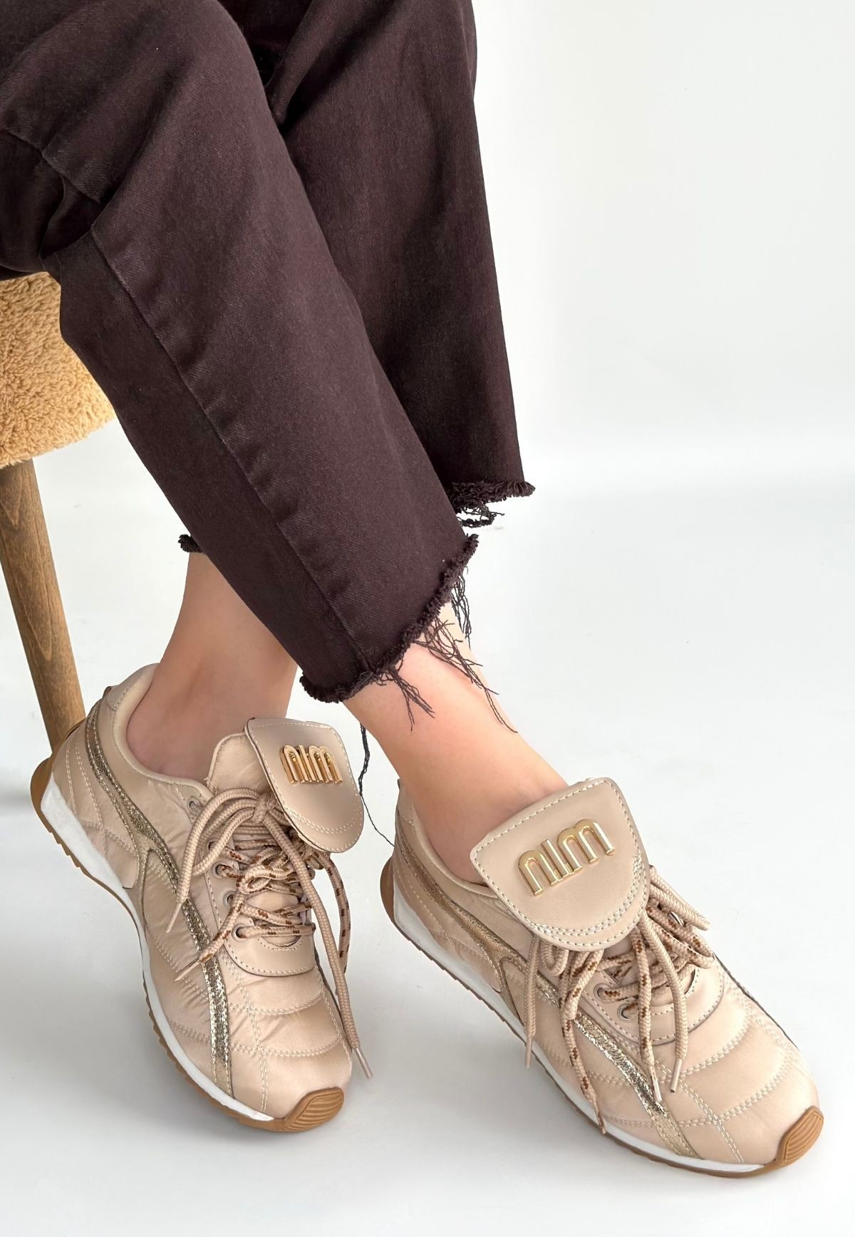 Dissa Bej Cilt Bağcıklı Paraşüt Detaylı Spor Ayakkabı - Lisinya