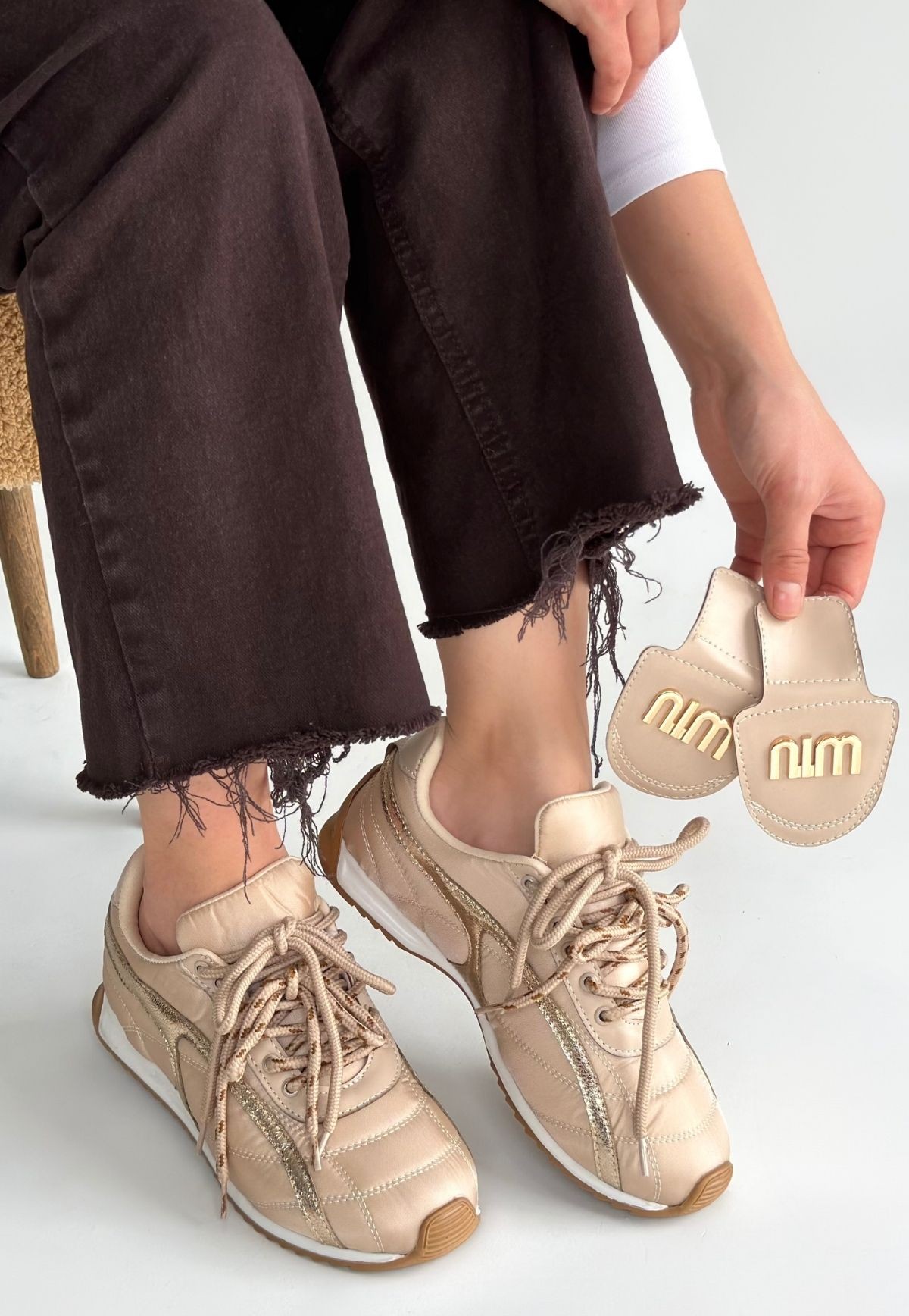 Dissa Bej Cilt Bağcıklı Paraşüt Detaylı Spor Ayakkabı - Lisinya