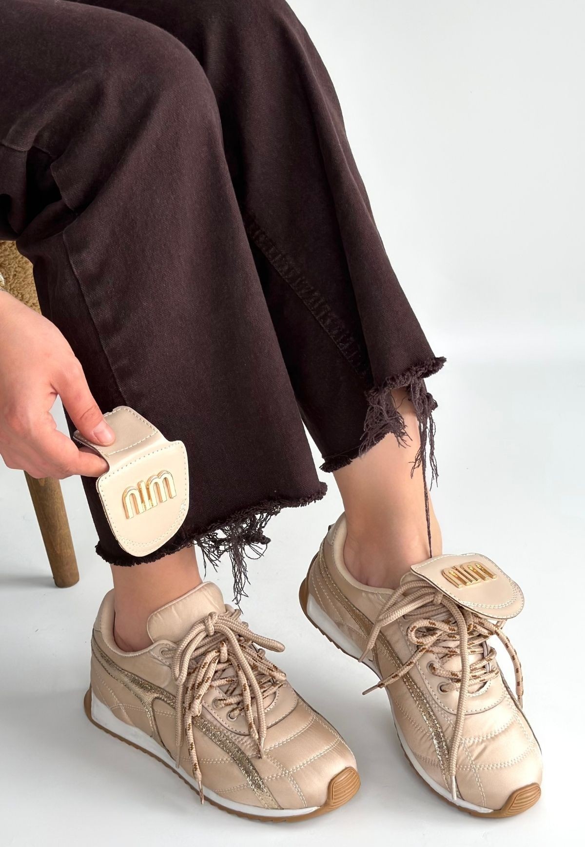 Dissa Bej Cilt Bağcıklı Paraşüt Detaylı Spor Ayakkabı - Lisinya