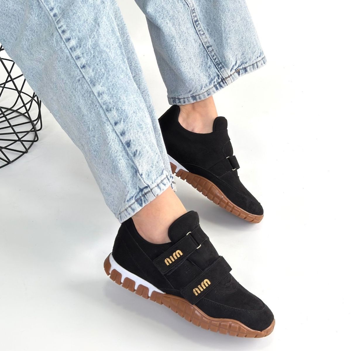 Tunga Siyah Süet Cırt Cırtlı Spor Ayakkabı - Lisinya