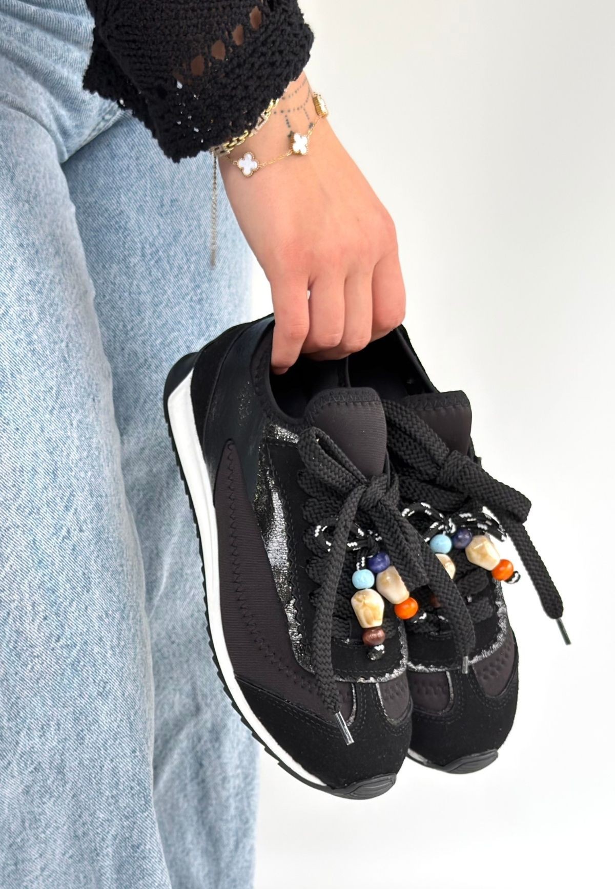 Riaf Siyah Cilt Bağcıklı Spor Ayakkabı - Lisinya Riaf Siyah Cilt Bağcıklı Spor Ayakkabı - Lisinya