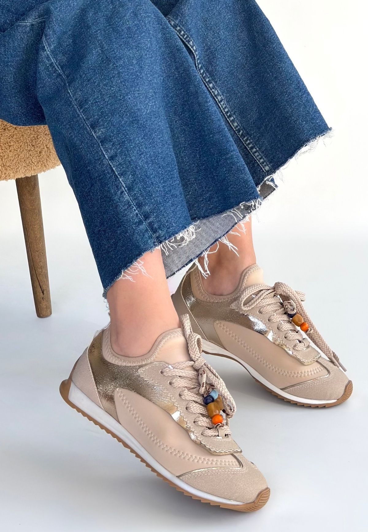 Riaf Bej Cilt Bağcıklı Spor Ayakkabı - Lisinya Riaf Bej Cilt Bağcıklı Spor Ayakkabı - Lisinya