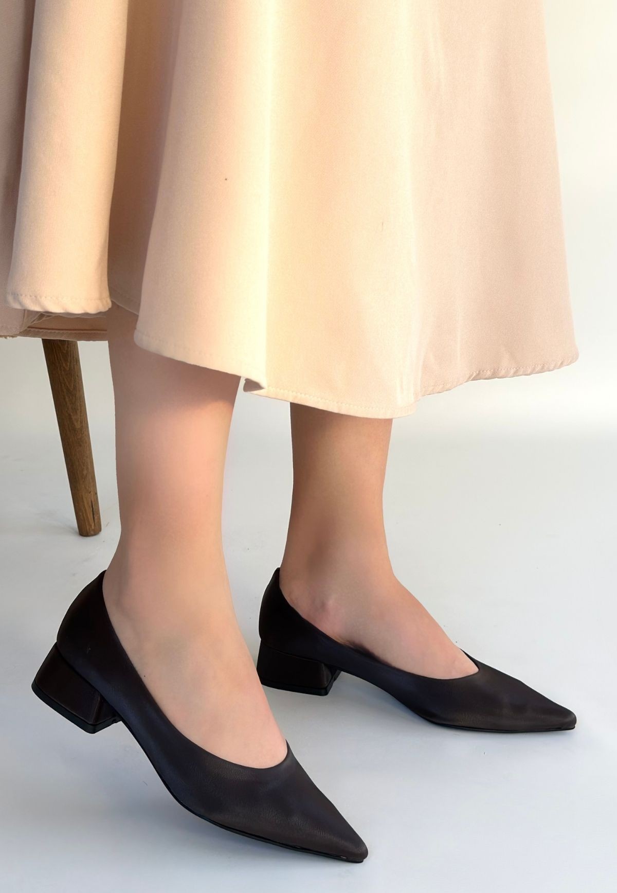 Ferla Acı Kahve Cilt Topuklu Ayakkabı - Lisinya