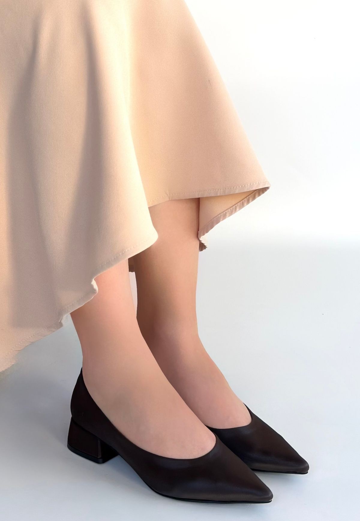 Ferla Acı Kahve Cilt Topuklu Ayakkabı - Lisinya