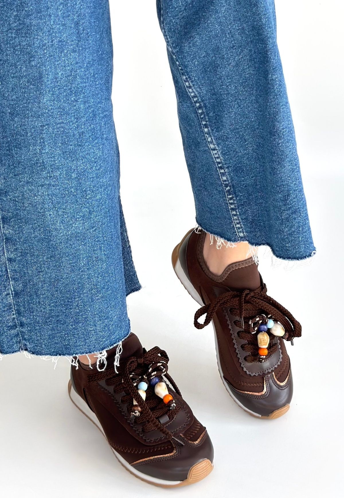 Riaf Kahverengi Cilt Bağcıklı Spor Ayakkabı - Lisinya