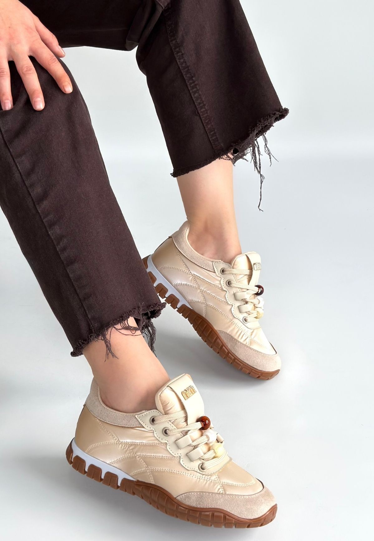 Tues Bej Nubuk Bağcıklı Spor Ayakkabı - Lisinya