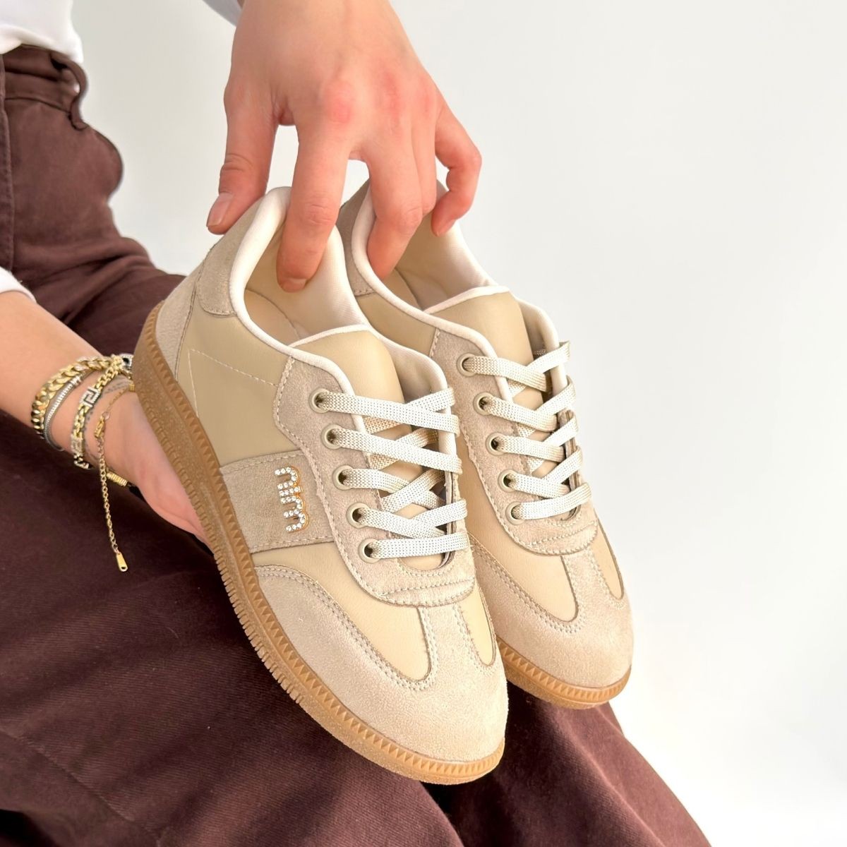 Lunga Bej Cilt Bağcıklı Spor Ayakkabı - Lisinya Lunga Bej Cilt Bağcıklı Spor Ayakkabı - Lisinya