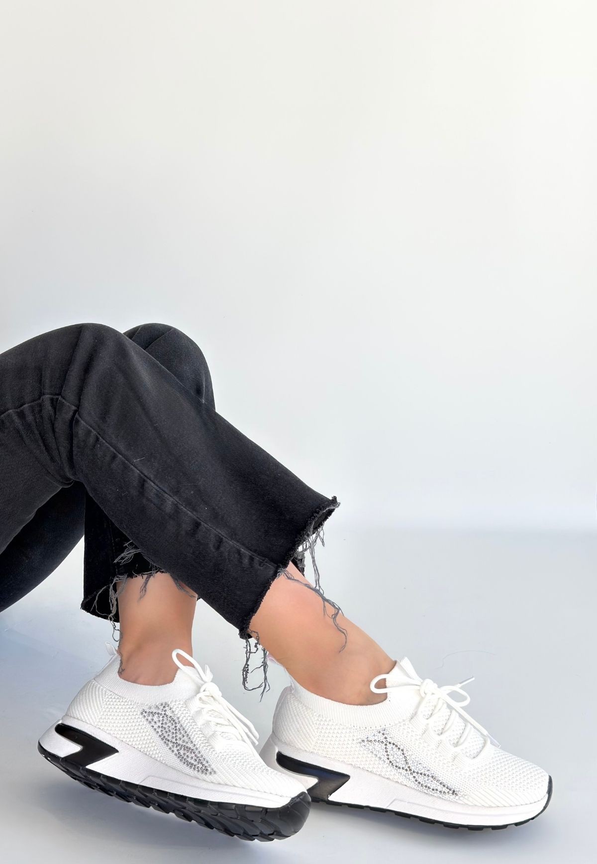 Belan Beyaz Triko Bağcıklı Spor Ayakkabı - Lisinya