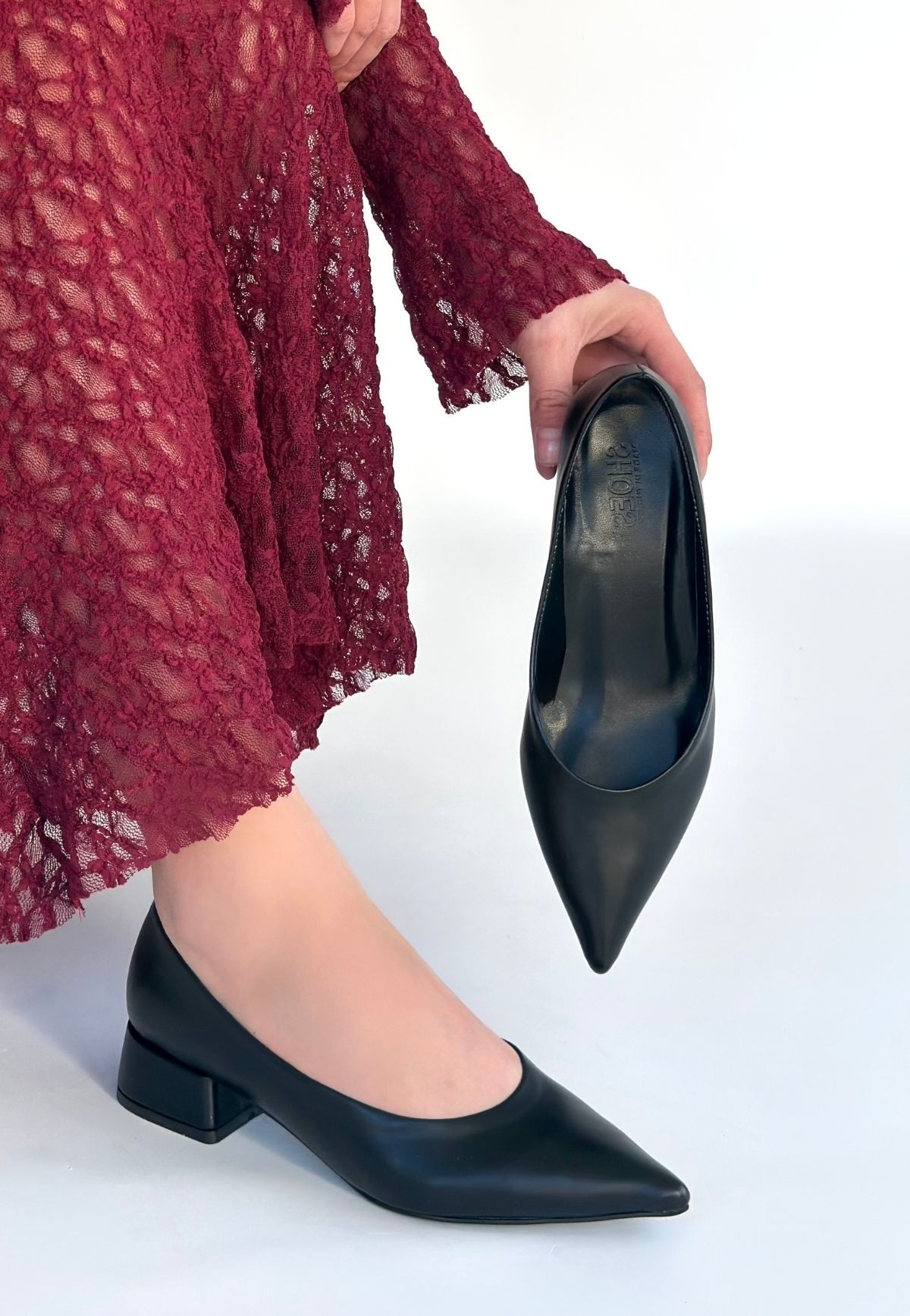 Ferla Siyah Cilt Topuklu Ayakkabı - Lisinya