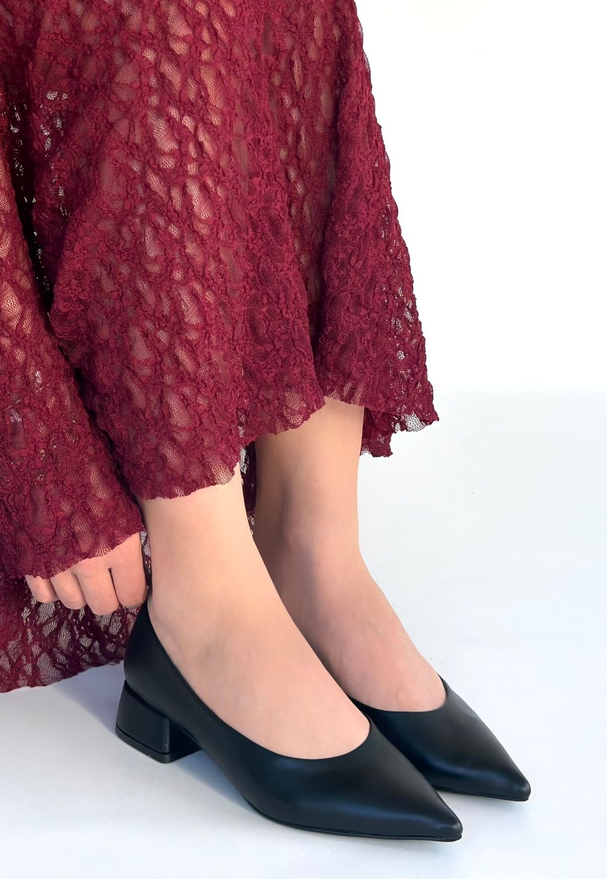Ferla Siyah Cilt Topuklu Ayakkabı - Lisinya
