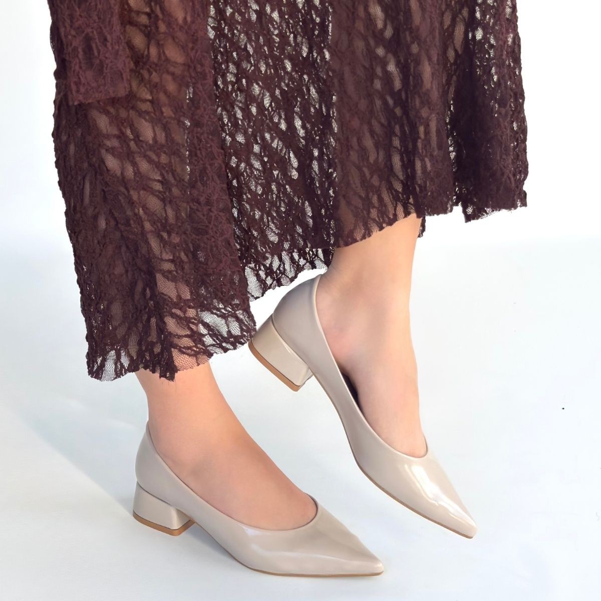 Ferla Bej Rugan Topuklu Ayakkabı - Lisinya