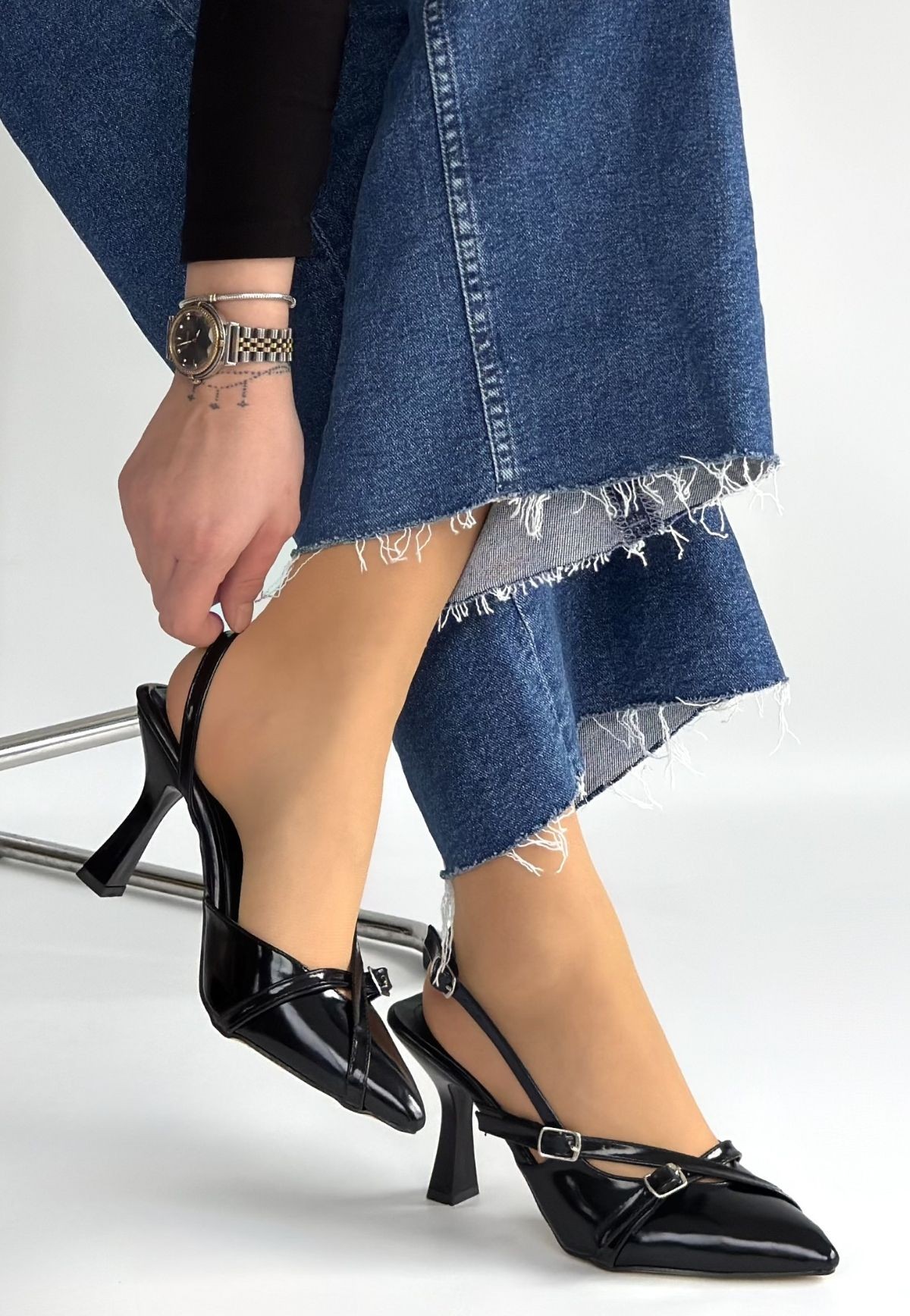 Tetti Siyah Rugan Topuklu Ayakkabı - Lisinya