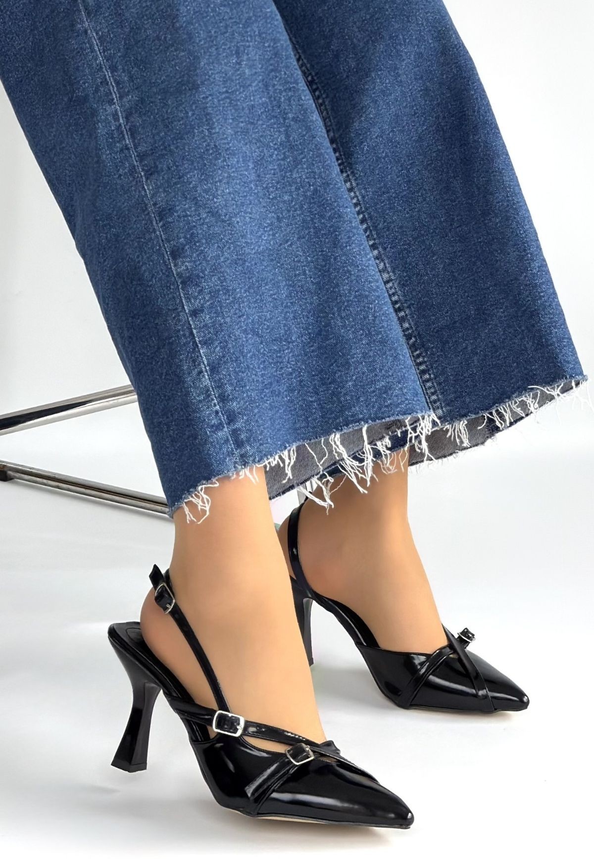 Tetti Siyah Rugan Topuklu Ayakkabı - Lisinya