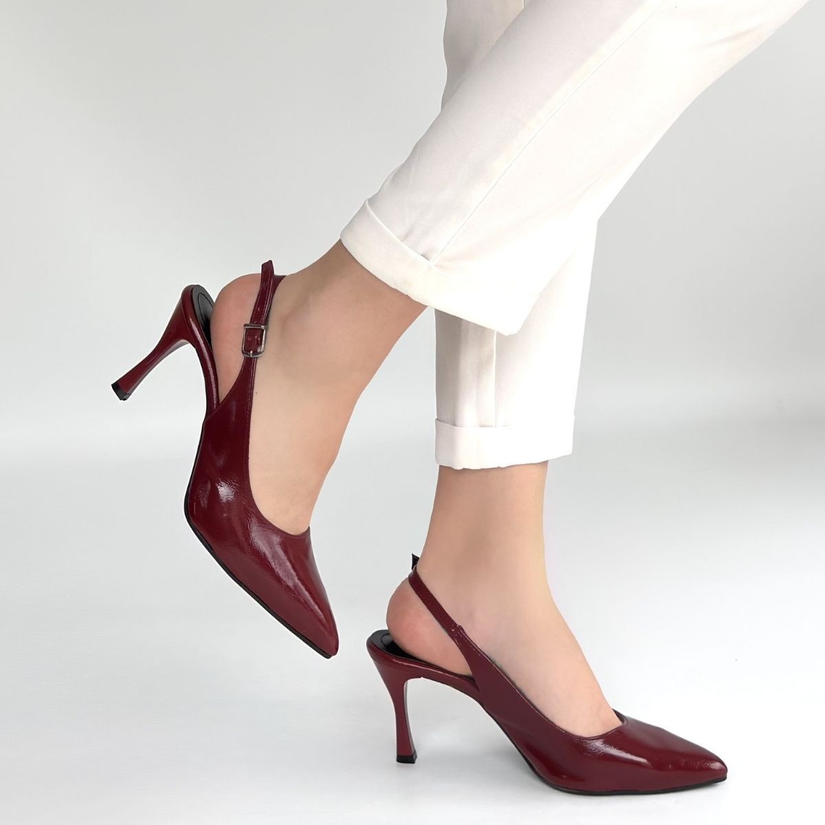 Uster Bordo Rugan Topuklu Ayakkabı - Lisinya