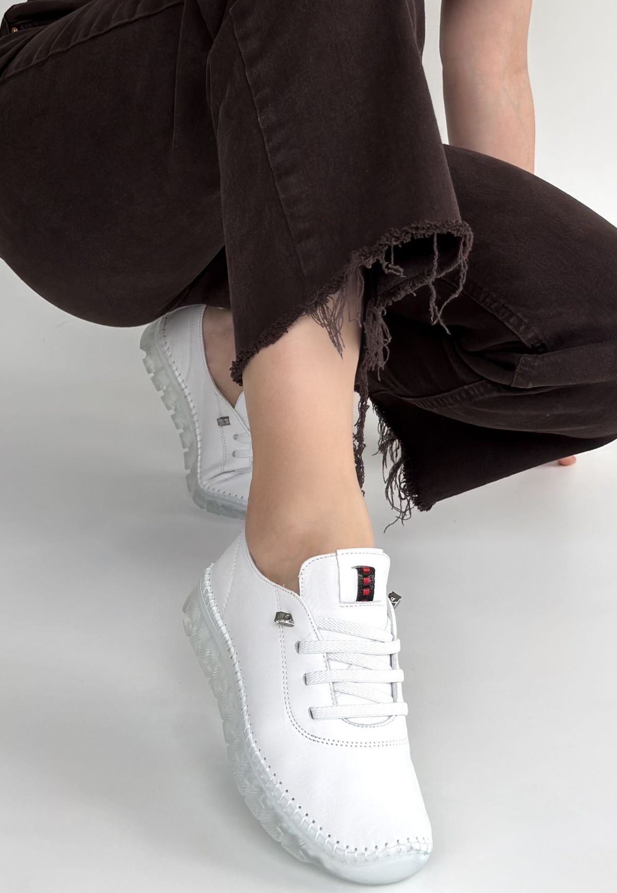 Jiten Beyaz Deri Bağcıklı Spor Ayakkabı - Lisinya