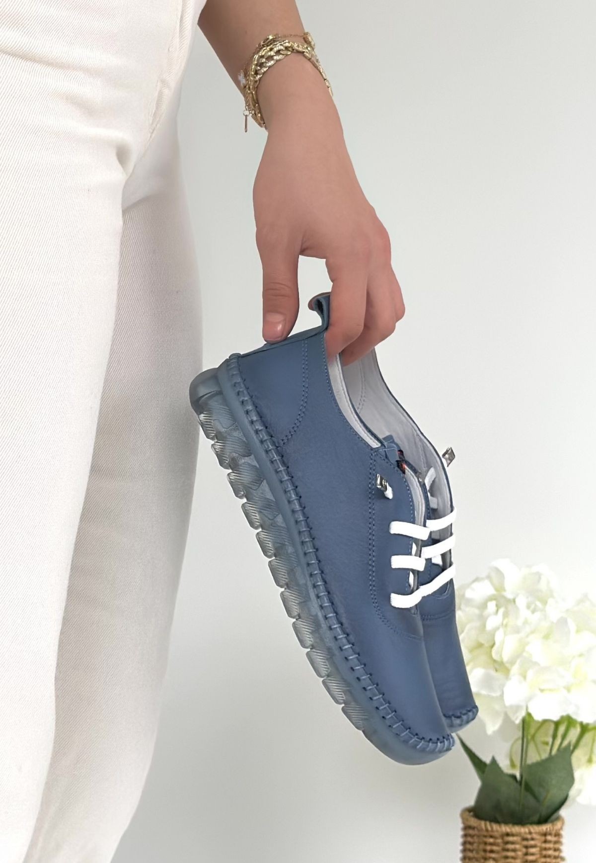 Jiten Mavi Deri Bağcıklı Spor Ayakkabı - Lisinya Jiten Mavi Deri Bağcıklı Spor Ayakkabı - Lisinya