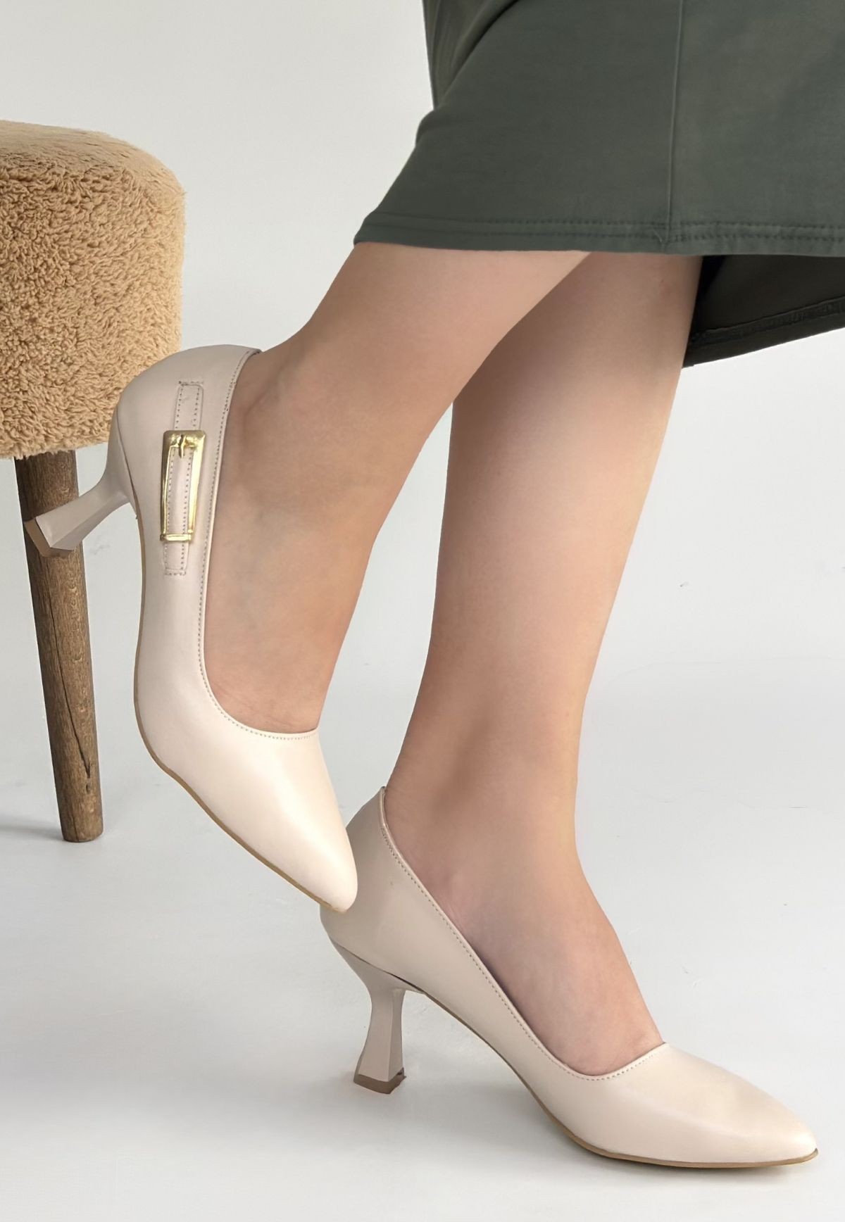 Yons Bej Cilt Topuklu Ayakkabı - Lisinya