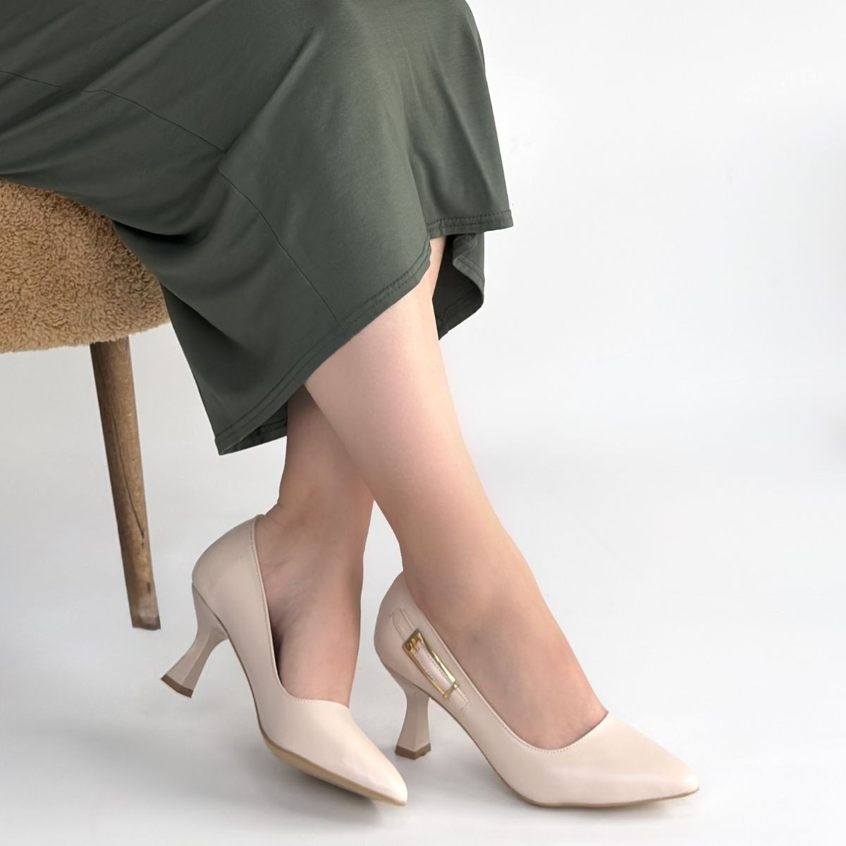 Yons Bej Cilt Topuklu Ayakkabı - Lisinya