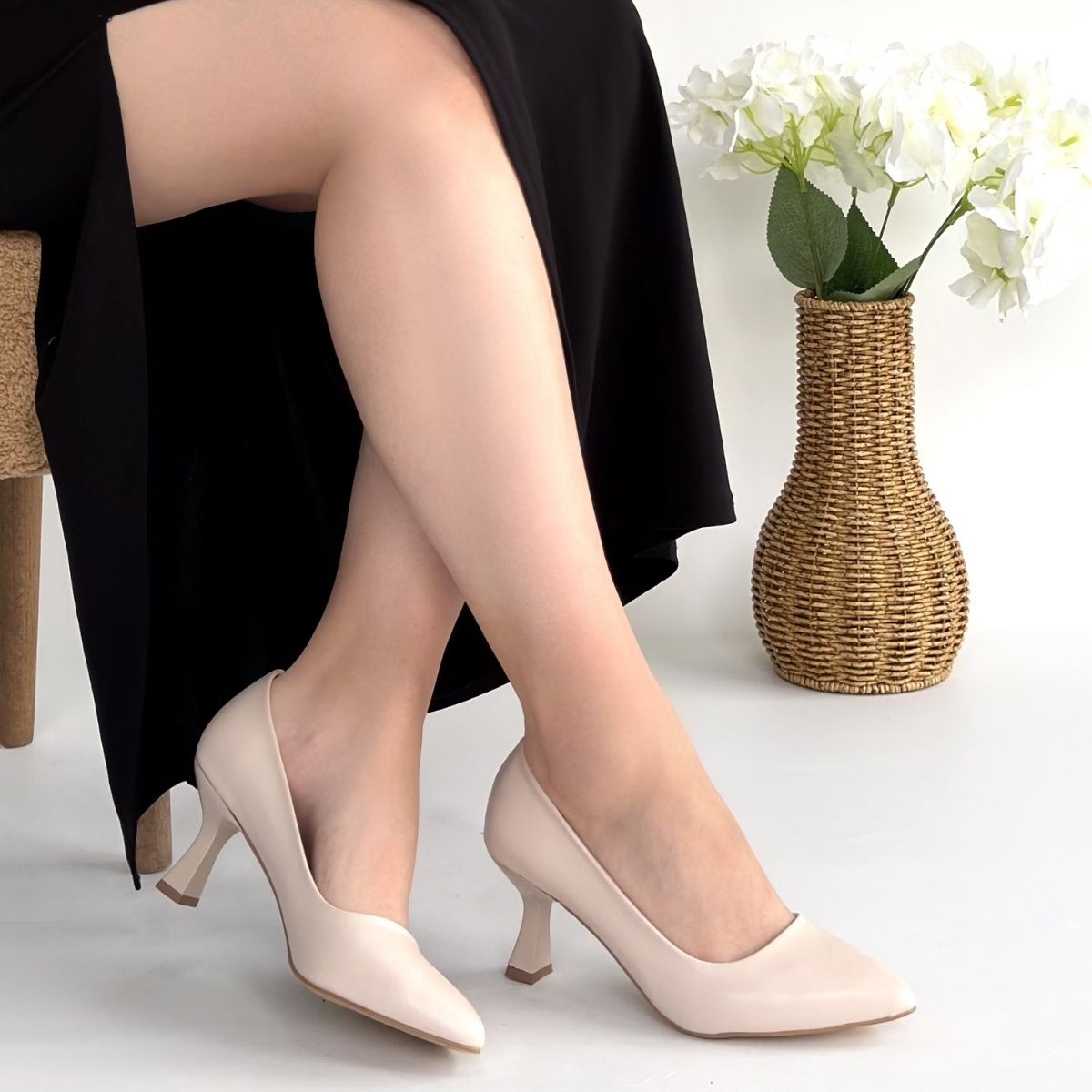 Leja Bej Cilt Topuklu Ayakkabı - Lisinya