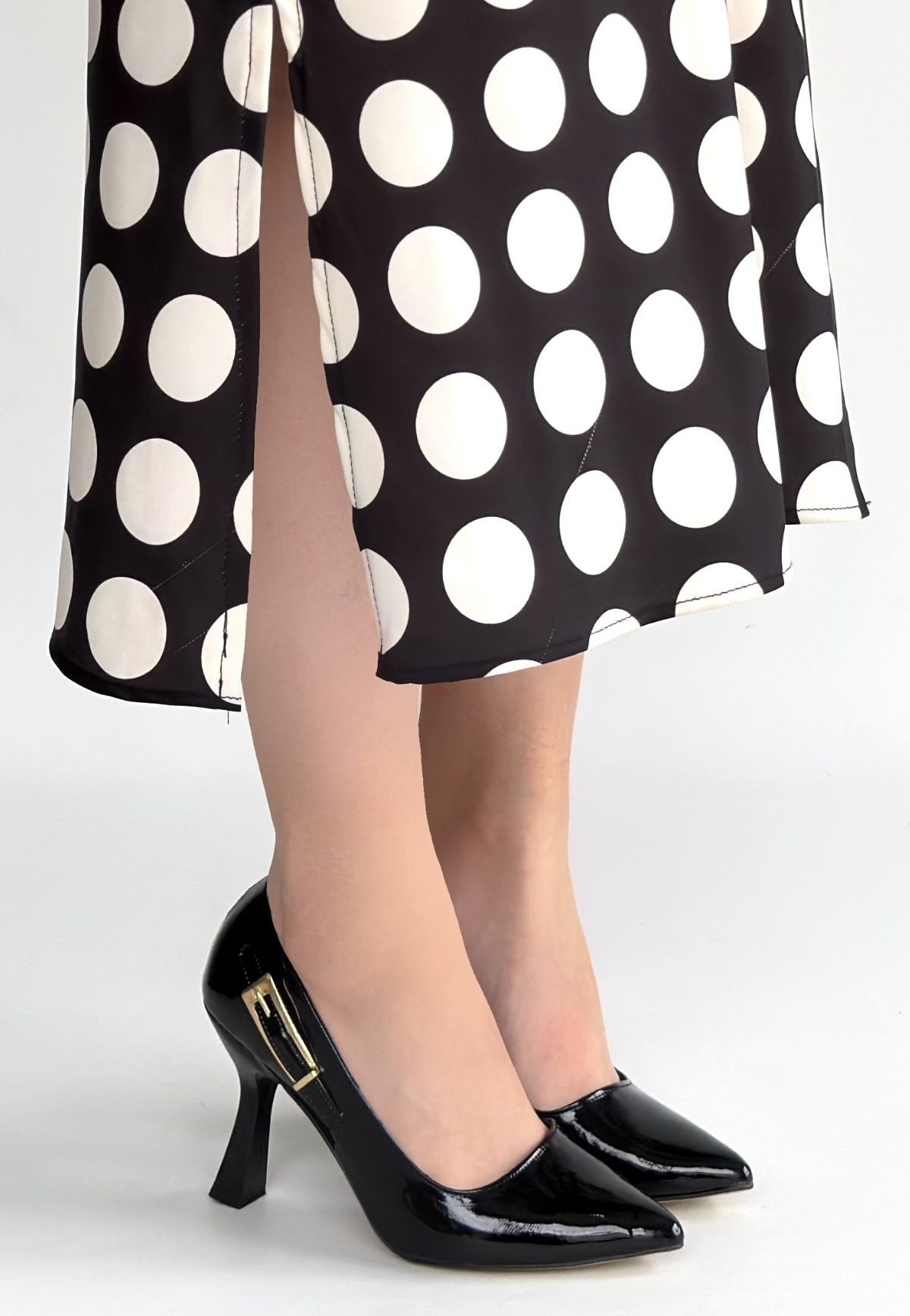 Cerin Siyah Rugan Topuklu Ayakkabı - Lisinya