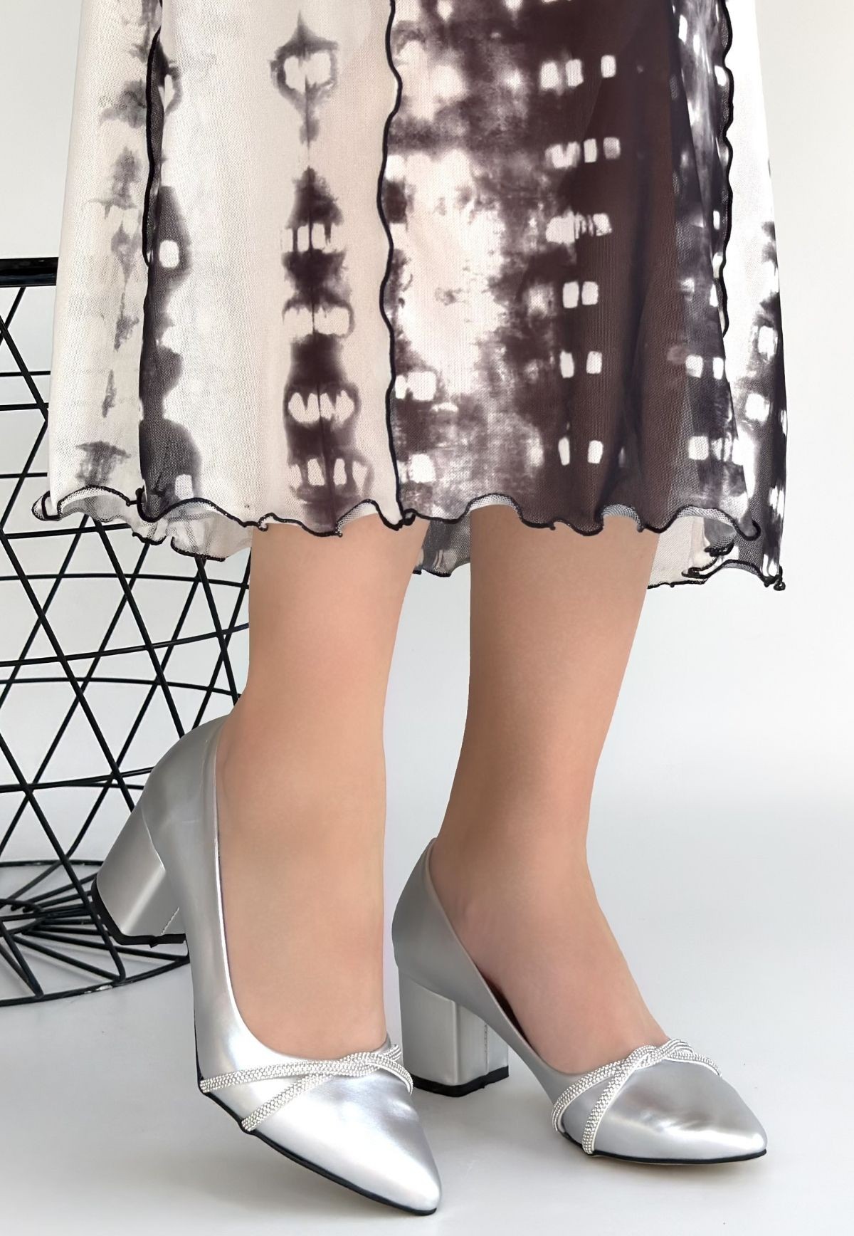 Rewin Gümüş Cilt Topuklu Ayakkabı - Lisinya
