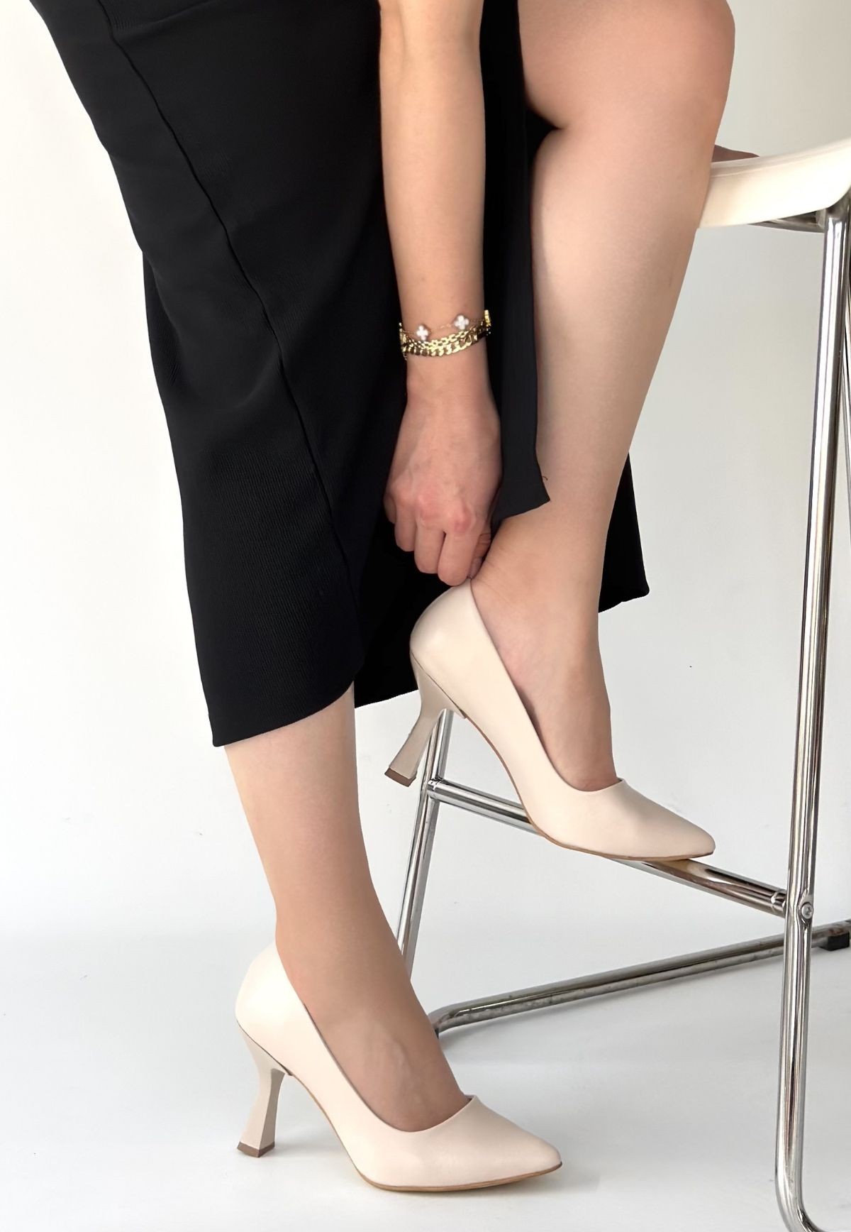 Meyli Bej Cilt Topuklu Ayakkabı - Lisinya