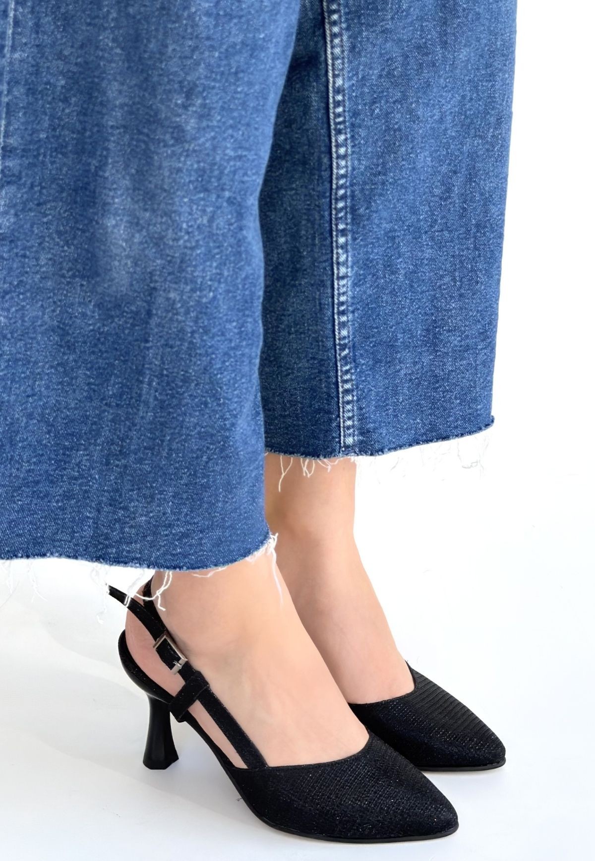 Joga Siyah Saten Simli Topuklu Ayakkabı - Lisinya