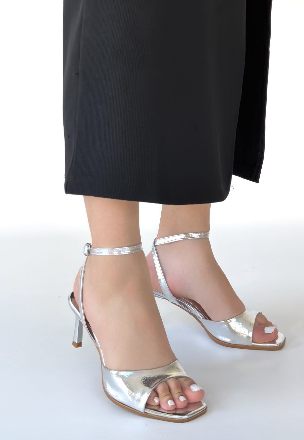 Lenya Gümüş Rugan Topuklu Ayakkabı - Lisinya