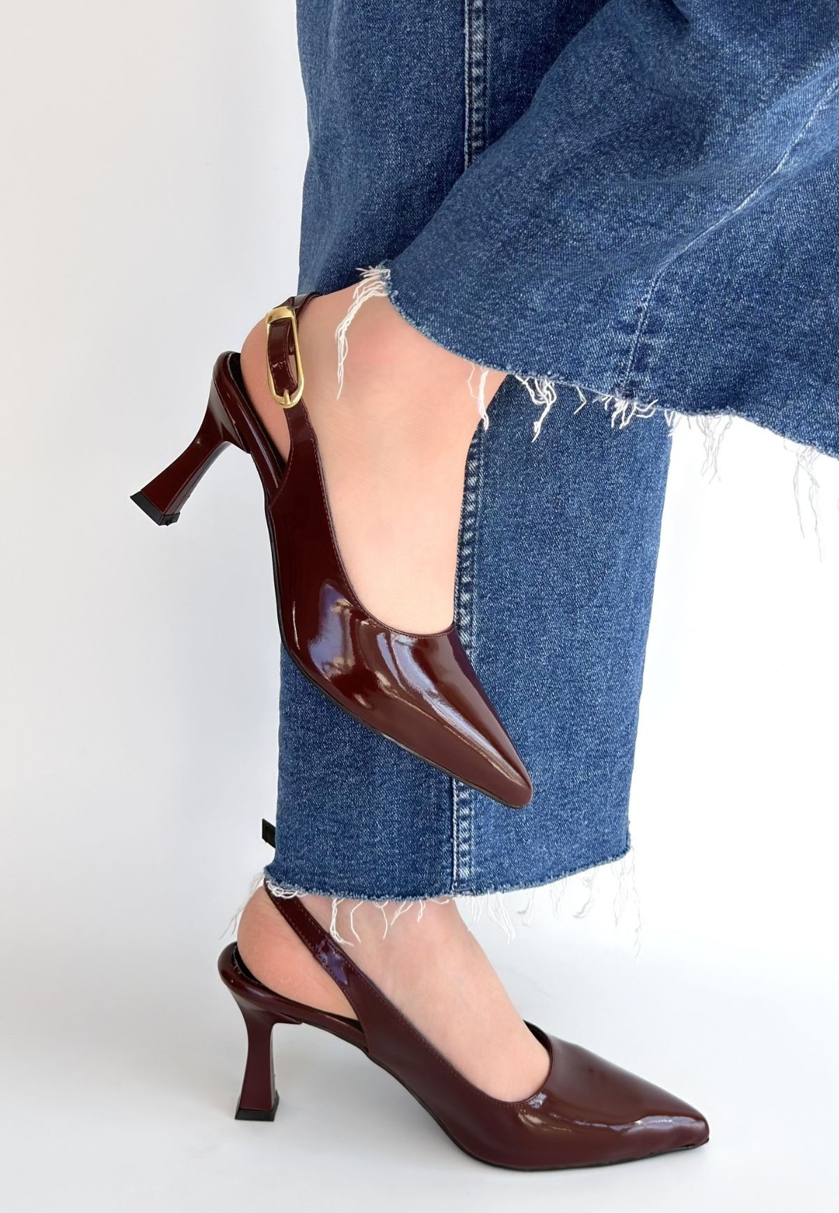 Hies Bordo Rugan Topuklu Ayakkabı - Lisinya