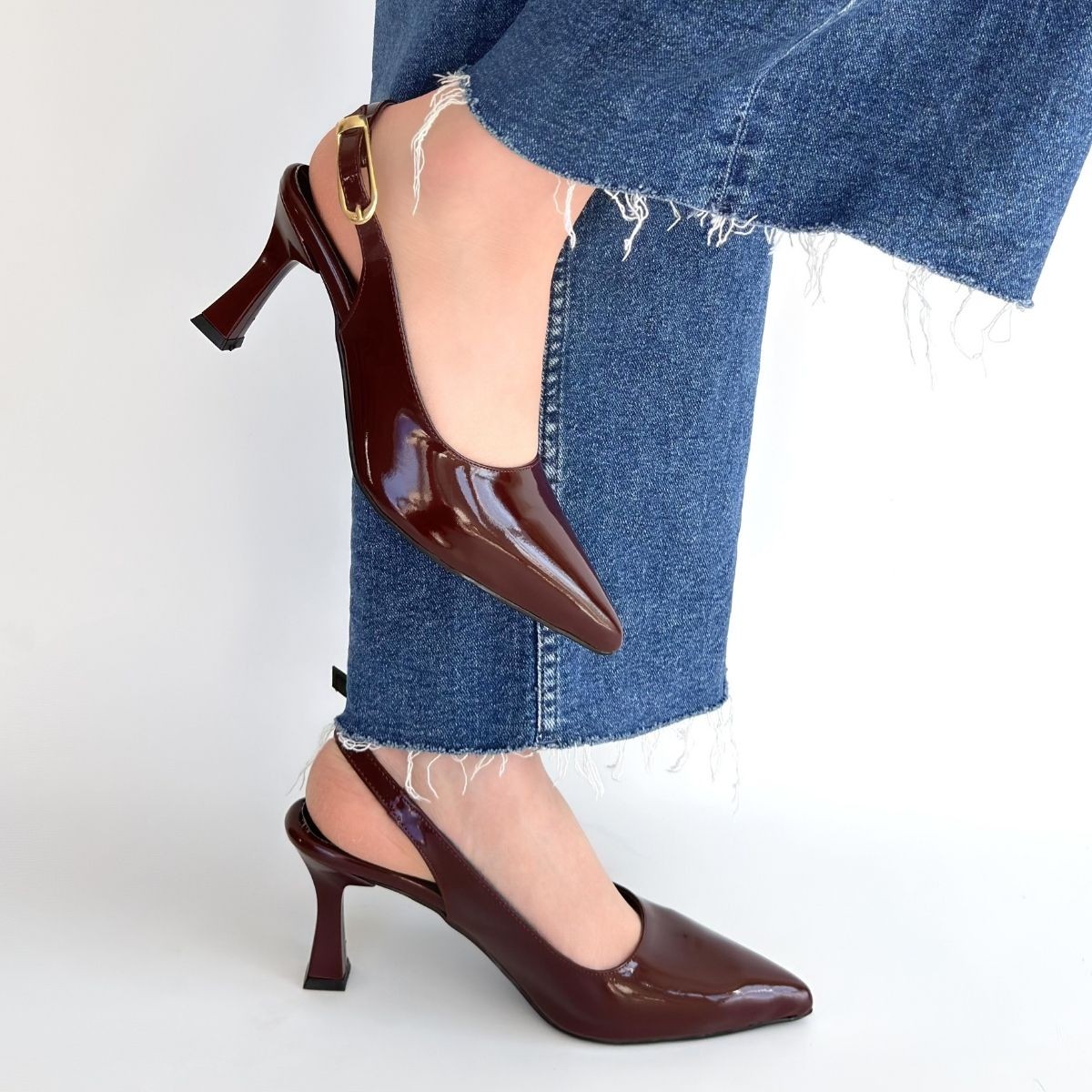 Hies Bordo Rugan Topuklu Ayakkabı - Lisinya