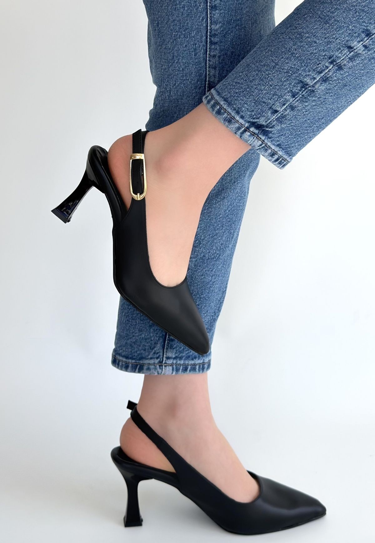 Hies Siyah Cilt Topuklu Ayakkabı - Lisinya
