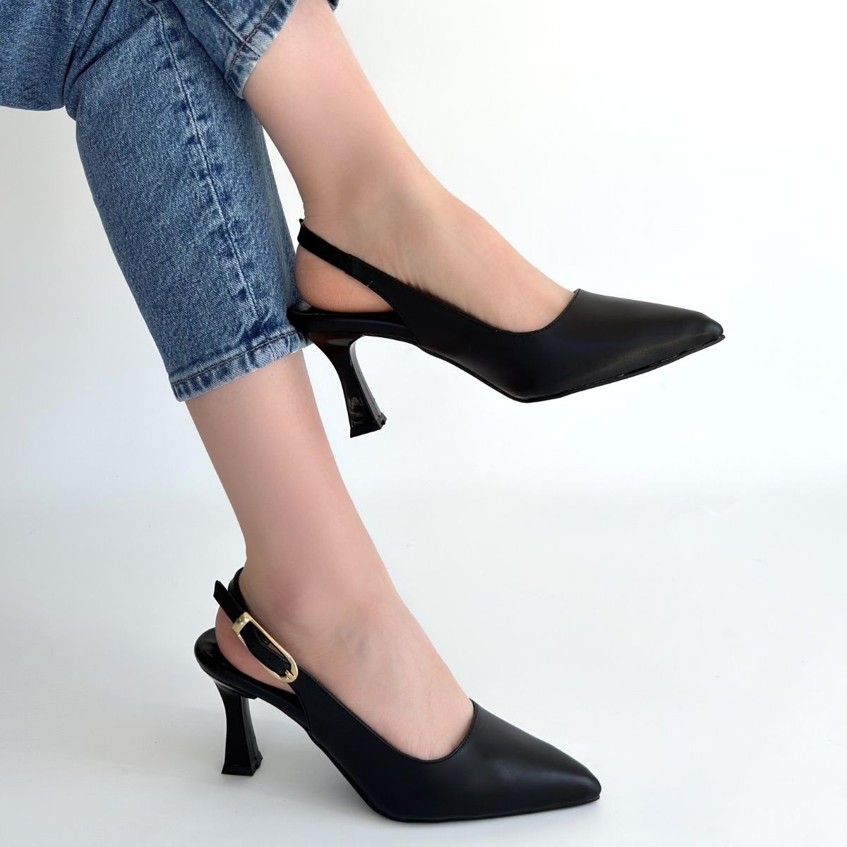 Hies Siyah Cilt Topuklu Ayakkabı - Lisinya