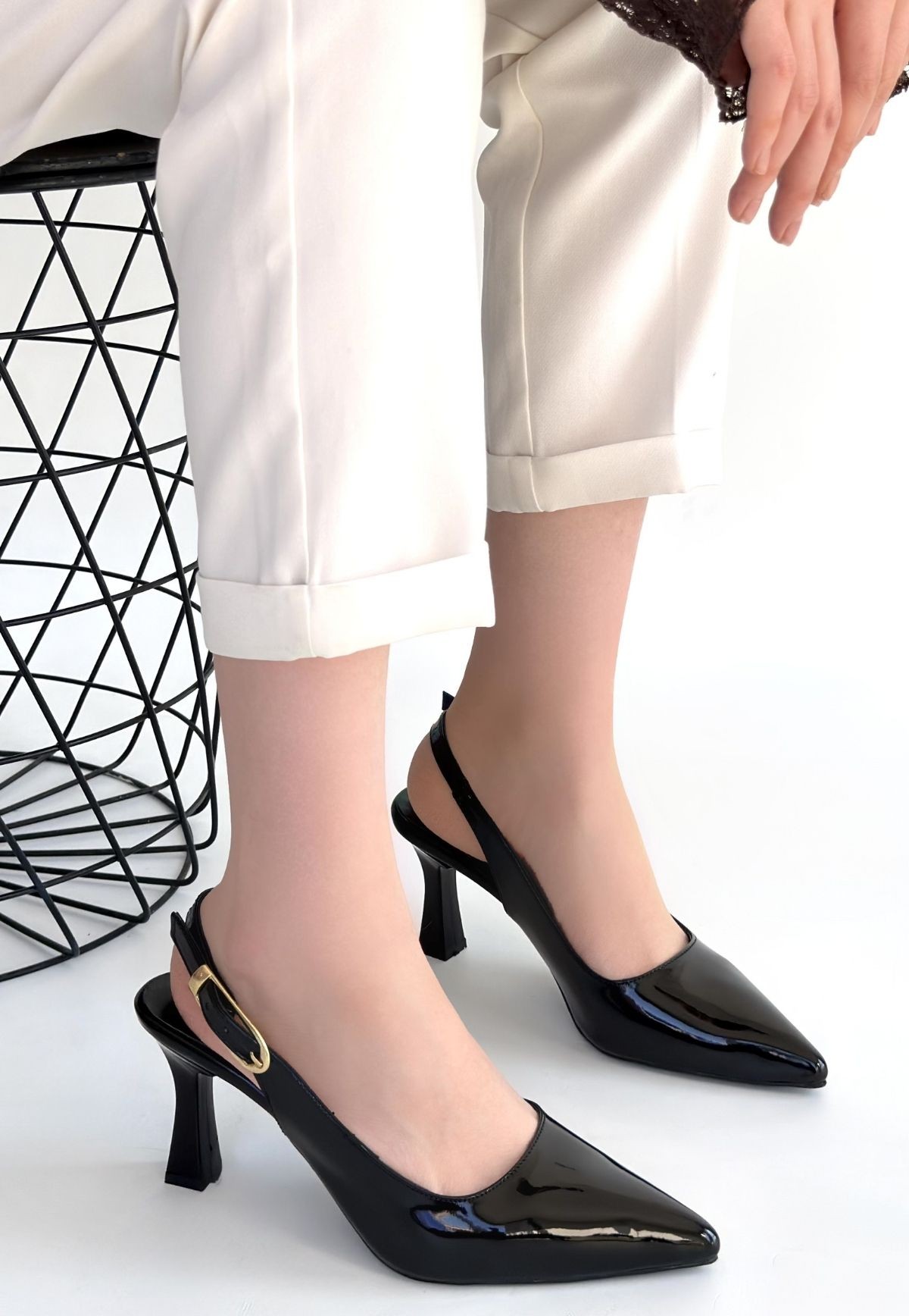 Hies Siyah Rugan Topuklu Ayakkabı - Lisinya