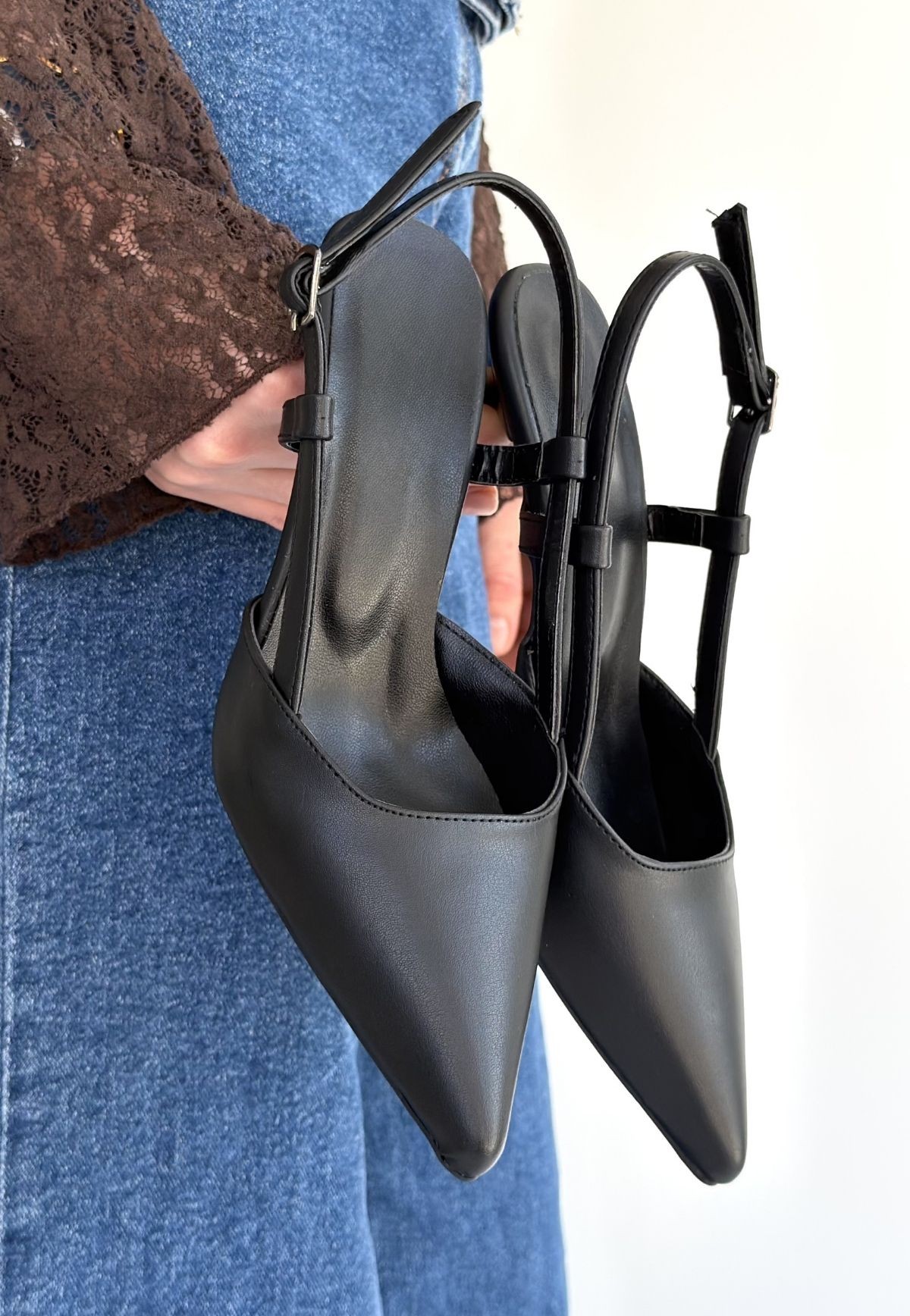 Hoost Siyah Cilt Topuklu Ayakkabı - Lisinya