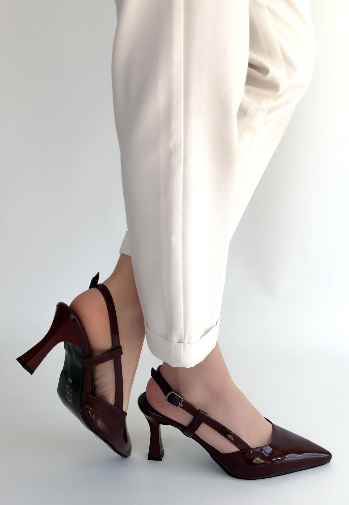 Hoost Bordo Rugan Topuklu Ayakkabı - Lisinya