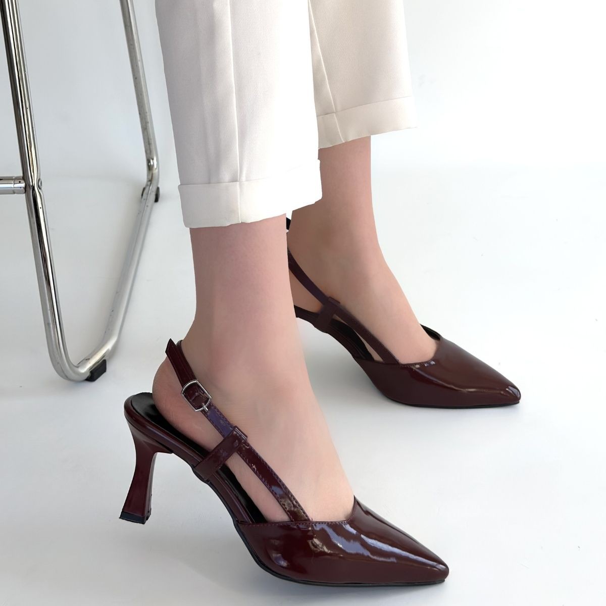 Hoost Bordo Rugan Topuklu Ayakkabı - Lisinya